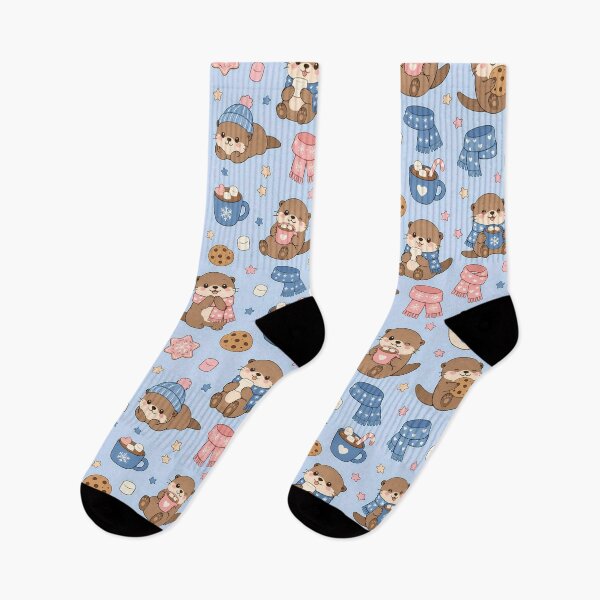 Item preview, Otter Marshmallow Cocoa Kawaii Pattern designed and sold by Soft Berry Studio.