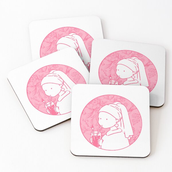 Item preview, Girl with a pearl earring In Pink designed and sold by FarieArt.
