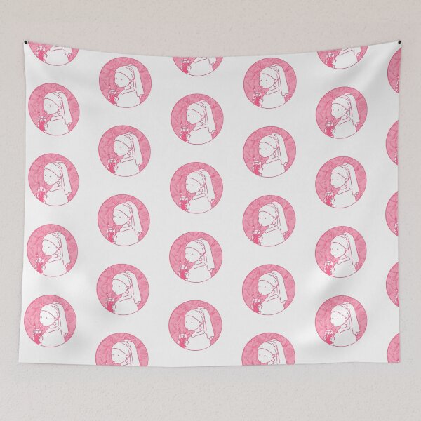 Item preview, Girl with a pearl earring In Pink designed and sold by FarieArt.