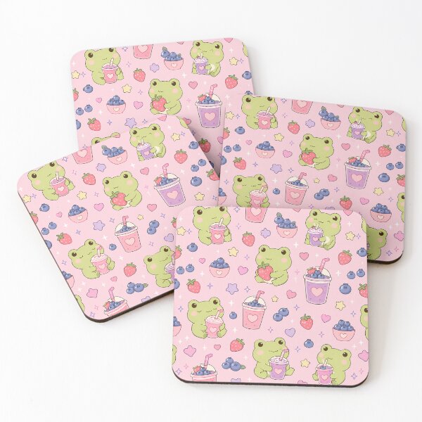 Item preview, Frog Berry Smoothie Kawaii Pattern designed and sold by Soft Berry Studio.