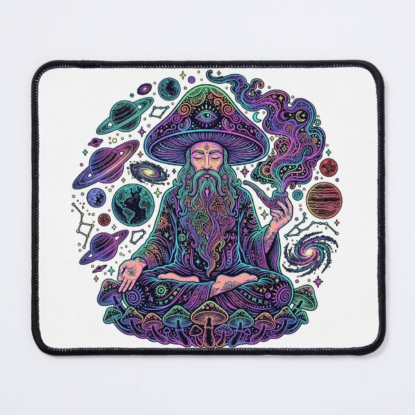 Item preview, Meditating Mushroom Wizard Cosmic Zen designed and sold by kaleidoglitch77.
