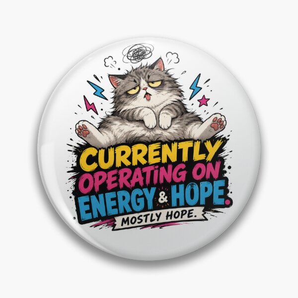 Item preview, Operating on Energy and Hope Tired Cat Meme designed and sold by UvooArt.