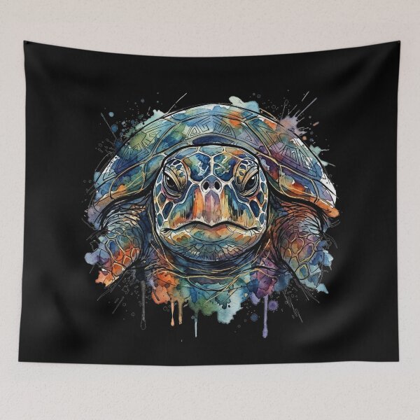 Item preview, Colorful Watercolor Sea Turtle Portrait designed and sold by MarlonOspinaStore.