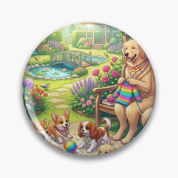 Item preview, Adorable Puppies Playing in a Sunny Garden - Sweet Dog Family Art designed and sold by MemoMetaverse.