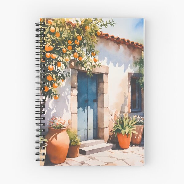 Item preview, Mediterranean Courtyard with Orange Trees – Oil Painting designed and sold by Floraphoria.