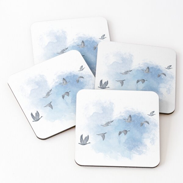 Item preview, Watercolor Moody Flying Birds Dark Indigo designed and sold by mug&more station.