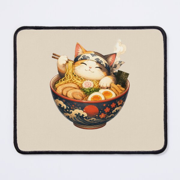 Item preview, Cute Ramen Cat Anime Japanese Noodle Bowl Kawaii Illustration designed and sold by BlackShopps.