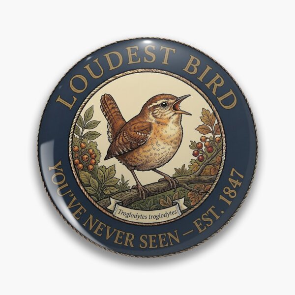 Item preview, Loudest Bird You've Never Seen Wren Club Humor Badge designed and sold by CalmCapy Co.