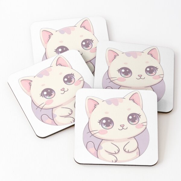 Item preview, Cute Kawaii Purple Cat Pastel Art designed and sold by Sima Designs.
