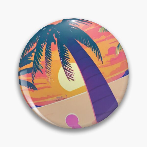 Item preview, Illustration - Paradise Landscape at Dusk, Retro-Futuristic Vibe designed and sold by Reverso-Design.