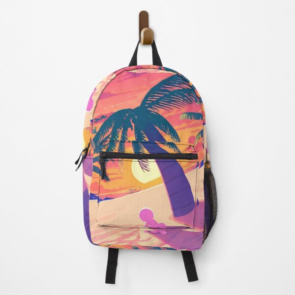 Item preview, Illustration - Paradise Landscape at Dusk, Retro-Futuristic Vibe designed and sold by Reverso-Design.