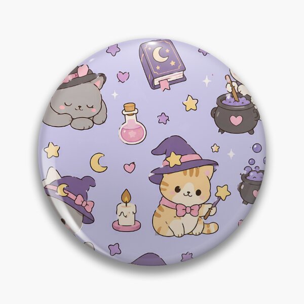 Item preview, Kawaii Witch Cat Magic Pattern designed and sold by Soft Berry Studio.
