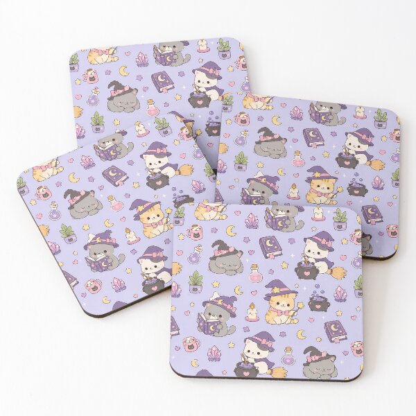 Item preview, Kawaii Witch Cat Magic Pattern designed and sold by Soft Berry Studio.