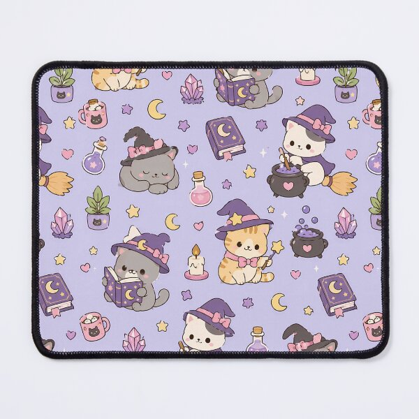 Item preview, Kawaii Witch Cat Magic Pattern designed and sold by Soft Berry Studio.