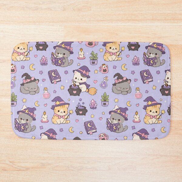 Item preview, Kawaii Witch Cat Magic Pattern designed and sold by Soft Berry Studio.