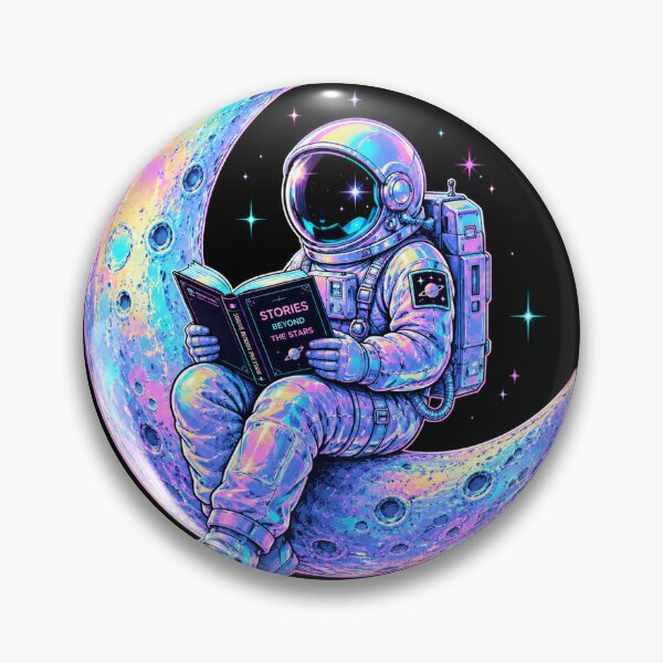 Item preview, Astronaut reading on a glowing moon designed and sold by AmbiM.