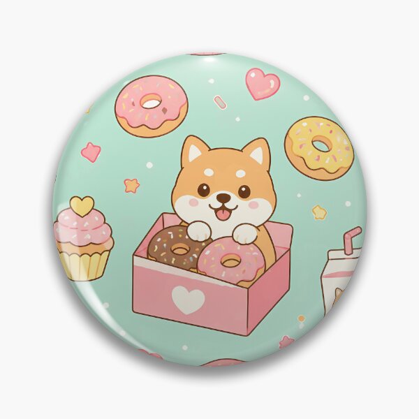 Item preview, Shiba Donut Party Kawaii Pattern designed and sold by Soft Berry Studio.