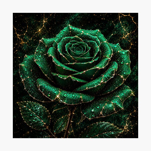Item preview, Kintsugi - Rose of Emerald and Gold designed and sold by LegademaArt.