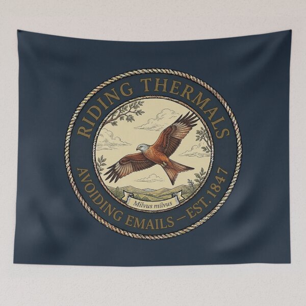 Item preview, Riding Thermals Avoiding Emails Red Kite Humor Badge designed and sold by CalmCapy Co.