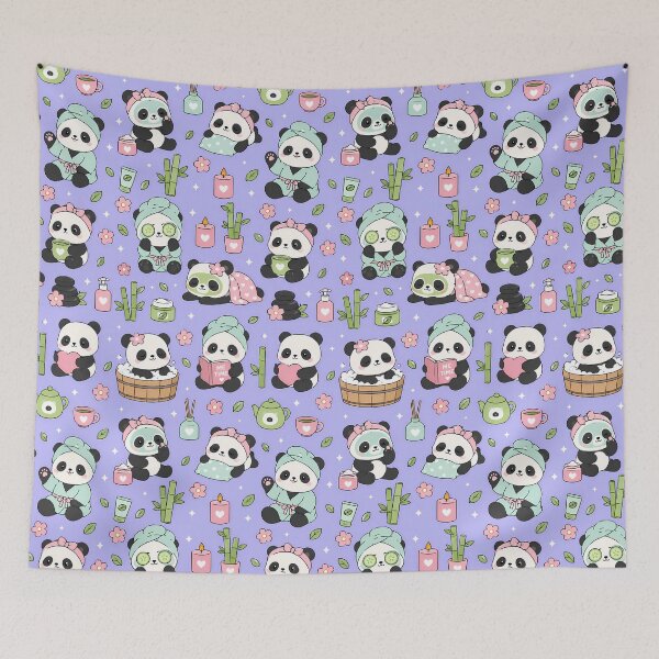 Item preview, Kawaii Panda Spa Relaxation Pattern designed and sold by Soft Berry Studio.