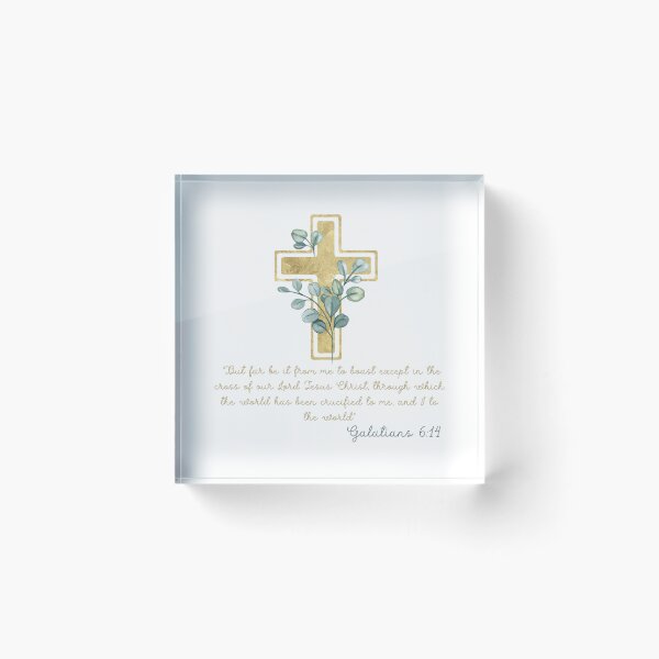 Item preview, Galatians 6:14 Bible Verse Gold Cross Floral Christian designed and sold by Kuzmier.