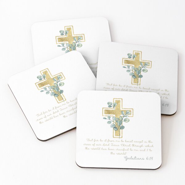 Item preview, Galatians 6:14 Bible Verse Gold Cross Floral Christian designed and sold by Kuzmier.