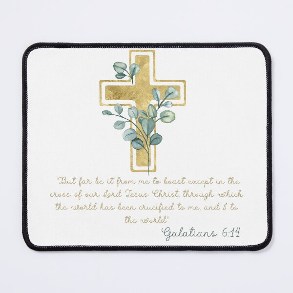 Item preview, Galatians 6:14 Bible Verse Gold Cross Floral Christian designed and sold by Kuzmier.
