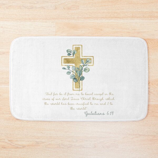 Item preview, Galatians 6:14 Bible Verse Gold Cross Floral Christian designed and sold by Kuzmier.