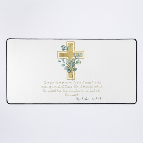 Item preview, Galatians 6:14 Bible Verse Gold Cross Floral Christian designed and sold by Kuzmier.