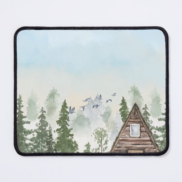 Item preview, Watercolor A Frame Cabin Pine Forest designed and sold by mug&more station.