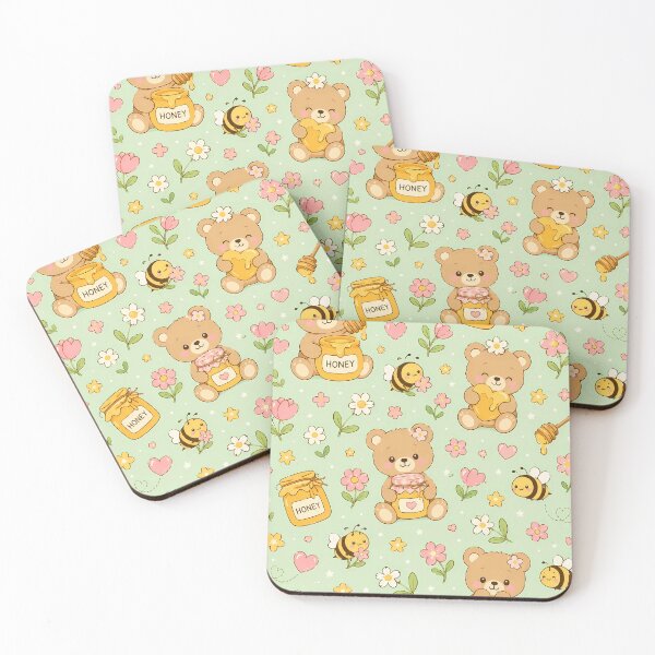 Item preview, Teddy Bear Honey Bee Kawaii Pattern designed and sold by Soft Berry Studio.