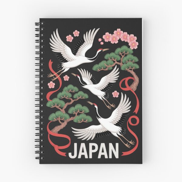Item preview, red-crowned cranes with pine trees and cherry blossoms designed and sold by 123ks.