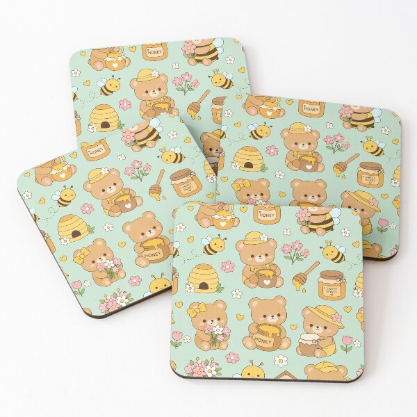 Item preview, Teddy Bear Honey Bee Garden Kawaii Pattern designed and sold by Soft Berry Studio.