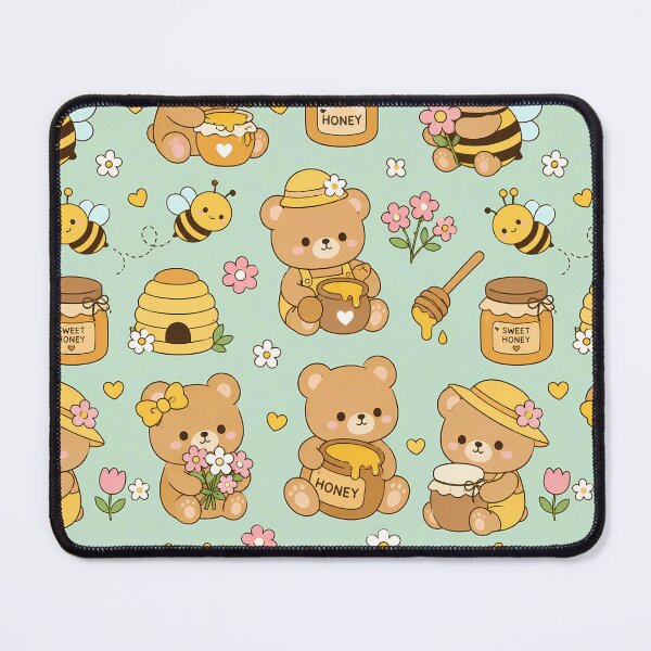 Item preview, Teddy Bear Honey Bee Garden Kawaii Pattern designed and sold by Soft Berry Studio.