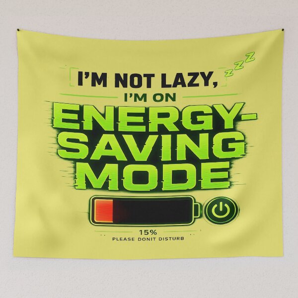 Item preview, Energy Saving Mode Meme – Funny Lazy Quote Neon Glitch Transparent Design designed and sold by Imagetore.