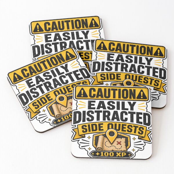 Item preview, Caution Easily Distracted By Side Quests – Funny Gamer RPG Adventure Design designed and sold by Shabrinox.