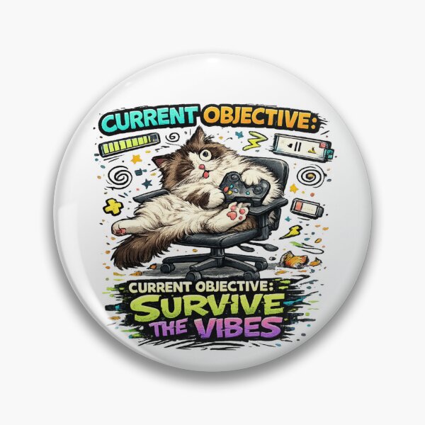 Item preview, Current Objective Survive The Vibes Gamer Cat designed and sold by UvooArt.