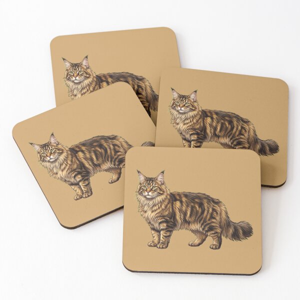 Item preview, Cute Hand-Painted Maine Coon Cat Illustration designed and sold by SYCESTORE.