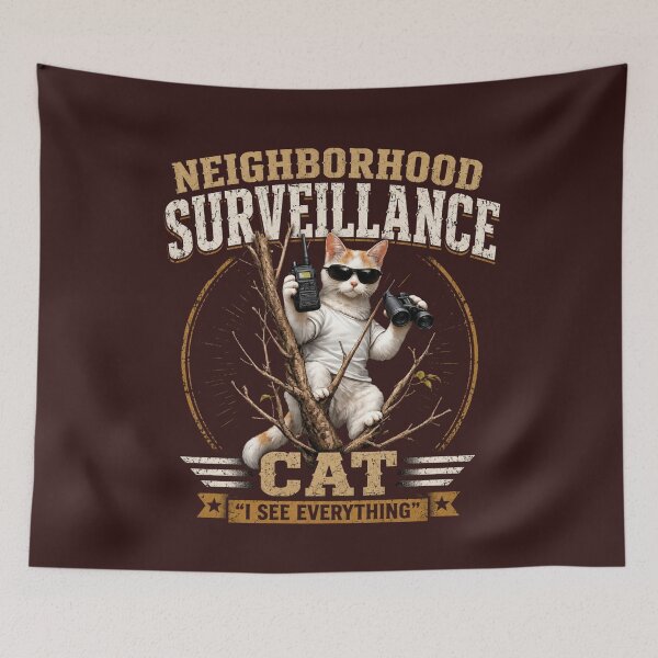 Item preview, Neighborhood Surveillance Cat – I See Everything Funny Cat Lover Vintage Retro T-Shirt designed and sold by HOUSE OF TIST.