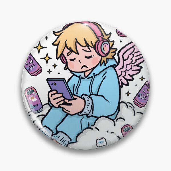 Item preview, Cute Angel Gamer Boy Sticker | Kawaii Mobile Addict Anime Character Art designed and sold by Vvmd.
