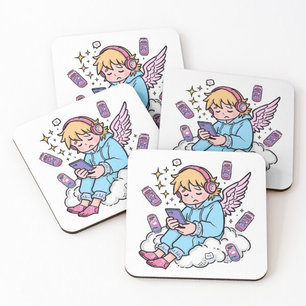 Item preview, Cute Angel Gamer Boy Sticker | Kawaii Mobile Addict Anime Character Art designed and sold by Vvmd.