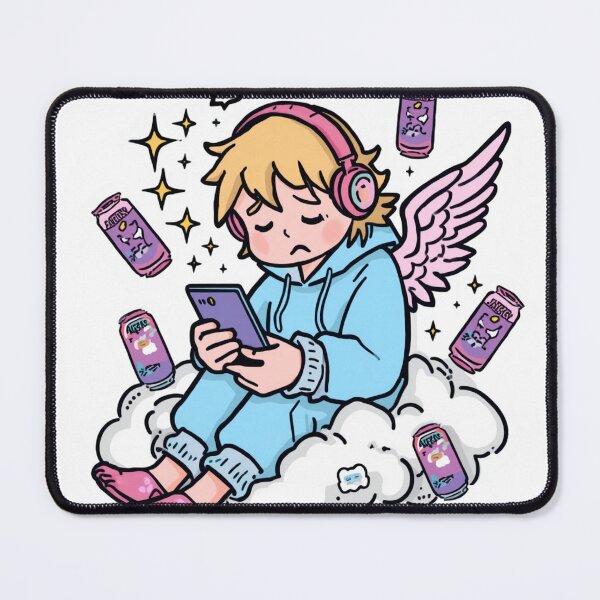 Item preview, Cute Angel Gamer Boy Sticker | Kawaii Mobile Addict Anime Character Art designed and sold by Vvmd.