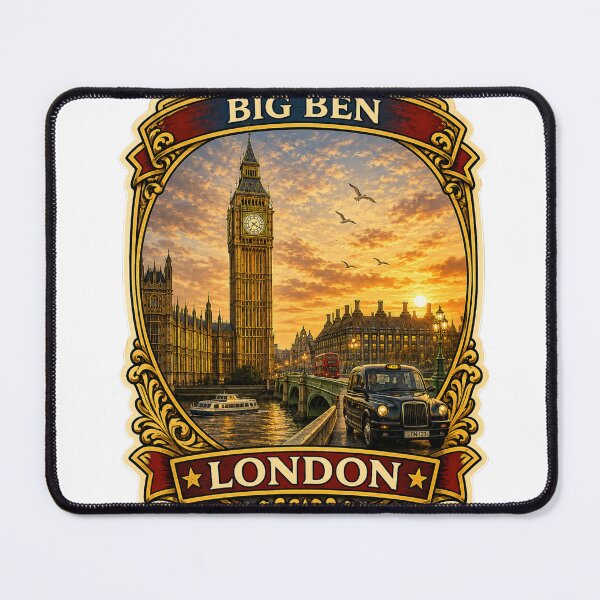 Item preview, Big Ben London Vintage Travel Badge Sticker | United Kingdom Landmark Souvenir designed and sold by DreamPaw Studio.