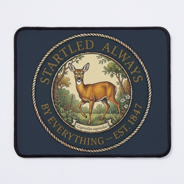 Item preview, Startled Always by Everything Roe Deer Humor Badge designed and sold by CalmCapy Co.