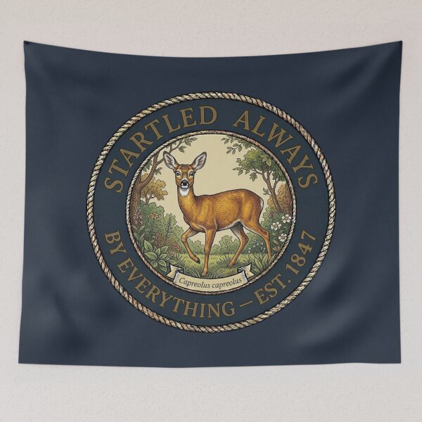 Item preview, Startled Always by Everything Roe Deer Humor Badge designed and sold by CalmCapy Co.