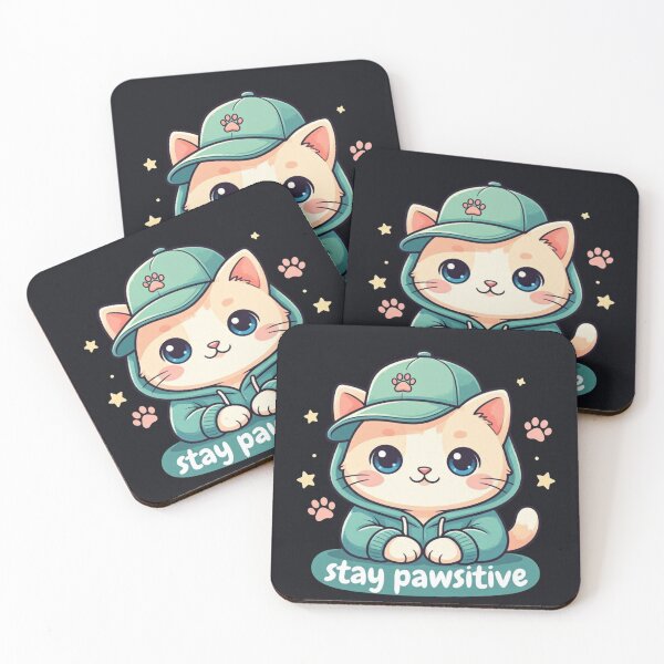 Item preview, Stay Pawsitive Cute Kawaii Cat Hoodie Art designed and sold by Sima Designs.