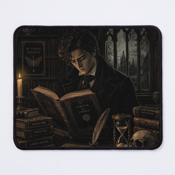 Item preview, Dark Academia Gothic Scholar Art - Vintage Moody Library Print designed and sold by VineVibe16Studio.