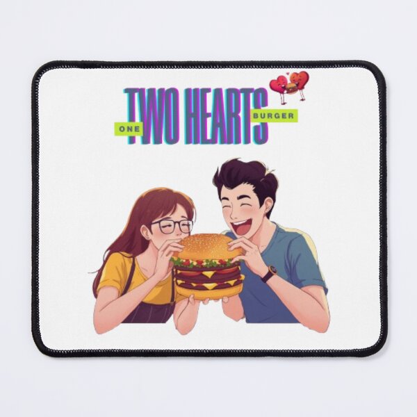 Item preview, Cute Two Hearts One Burger Comic Book Style Romance Poster designed and sold by Miheerala.