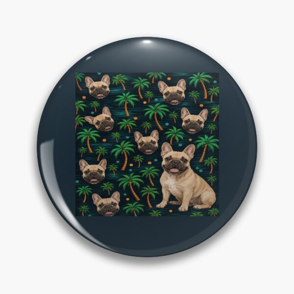 Item preview, Tropical French Bulldog Palm Tree Pattern designed and sold by POD DYNASTY | Original Print On Demand T-Shirt Graphics.