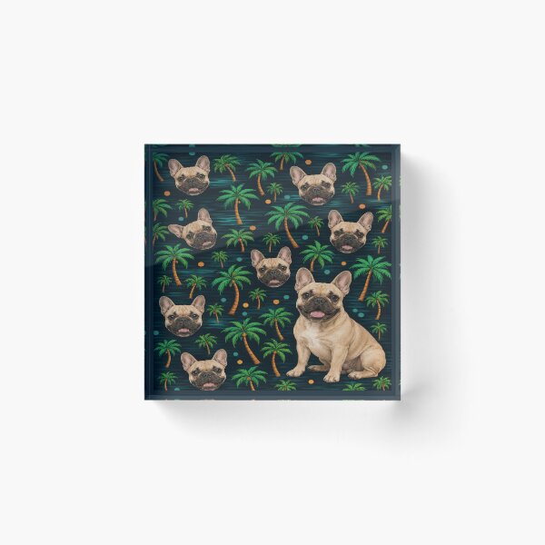 Item preview, Tropical French Bulldog Palm Tree Pattern designed and sold by POD DYNASTY | Original Print On Demand T-Shirt Graphics.